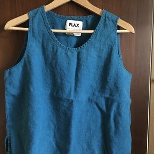 Flax Linen Blue Sleeveless Shirt